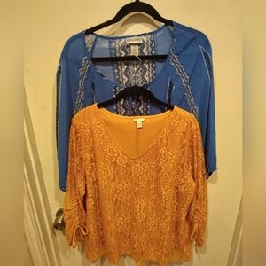 Lot Of 2 Women's Summer Tops Sz 14/16W Catherines & Cato Est. 1946 Boho Festival